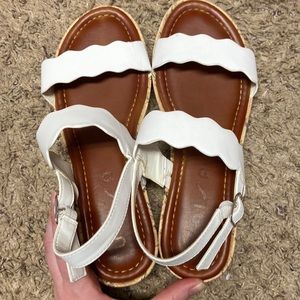 White scallop sandals